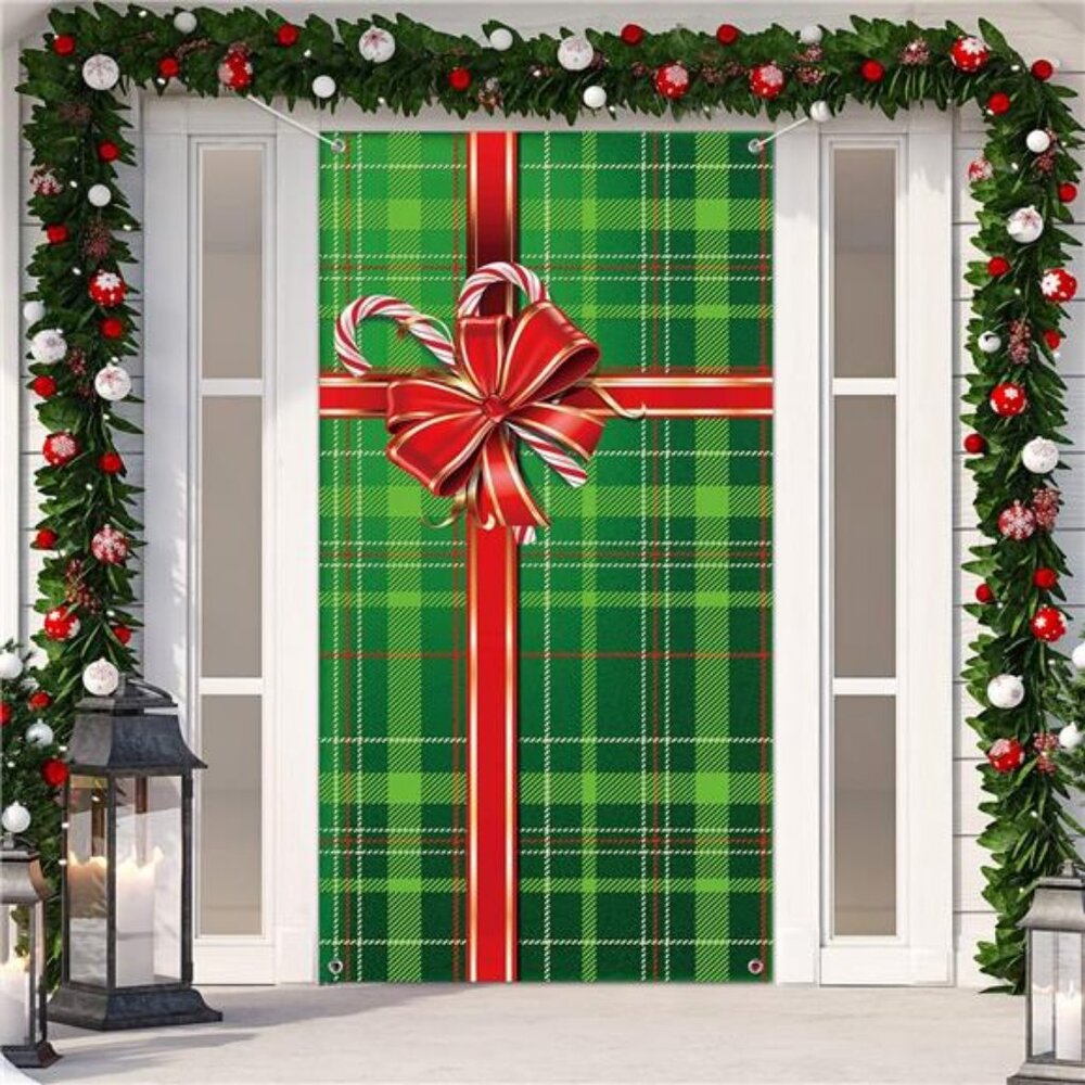 Christmas Door Cover Xmas Door Decorations Christmas Gift Box Present Door Cover